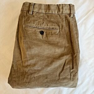 Lands' End Men's Tradition Flat Front Stretch Fine Wale Corduroy Pants Tan 34x28